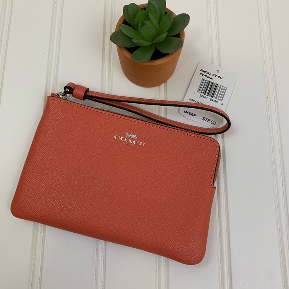 New! Coral leather wristlet from Coach - Picture 5 of 5